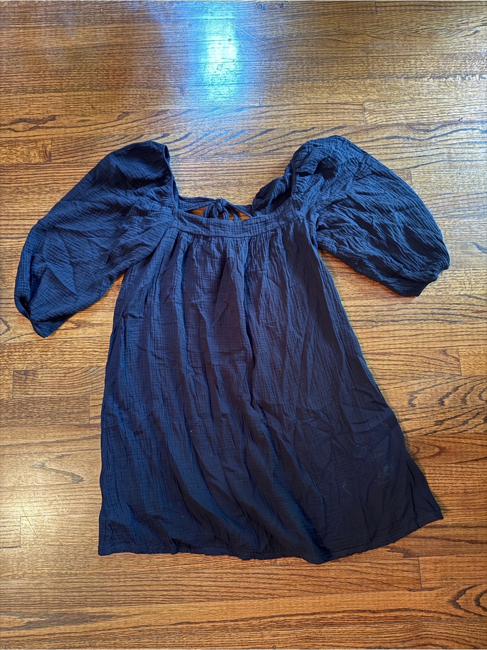 Nation LTD Black Puff Sleeve Square Neck Mini Dress